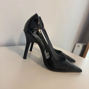 Zara Black Patent Pointed-Toe Stiletto Pumps